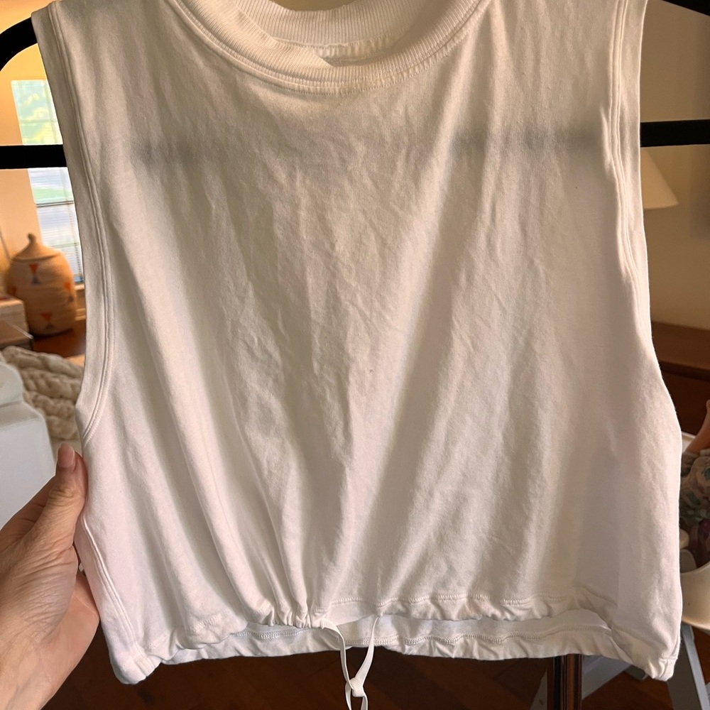 Lululemon white Pima cotton tie front top